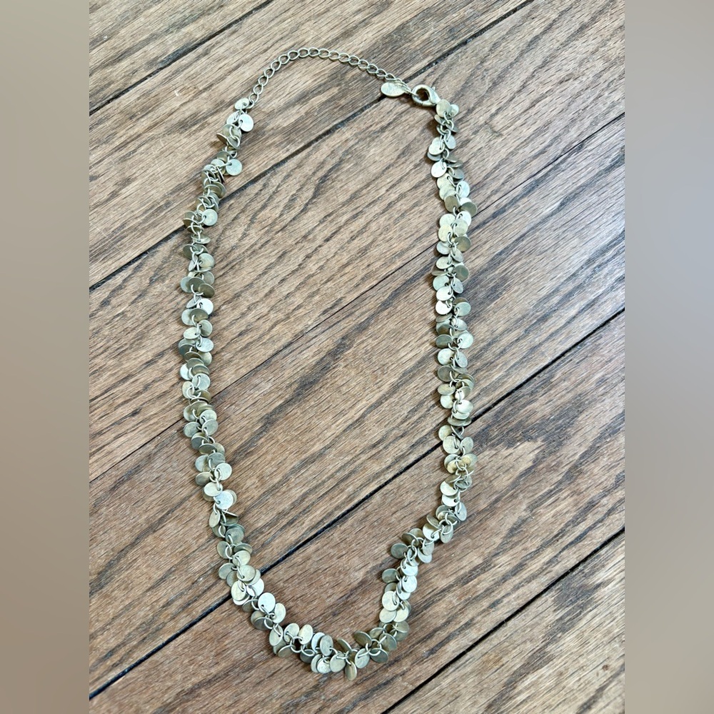Vintage bohemian Brass Necklace with small gold discs. Good used condition.
